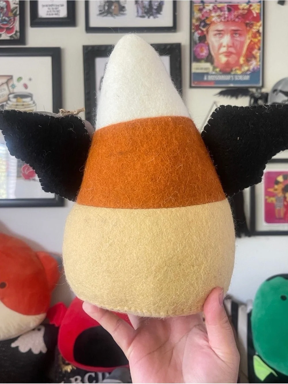 Set of two small and big Felt Candy Corn Lane Bat/Vampire w/ Wings & Fangs